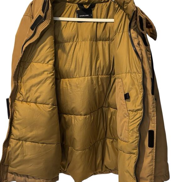 Everlane Renew Puffer Coat Chestnut Brown Tan Mid Length Hooded Jacket Size XL* - Picture 3 of 8
